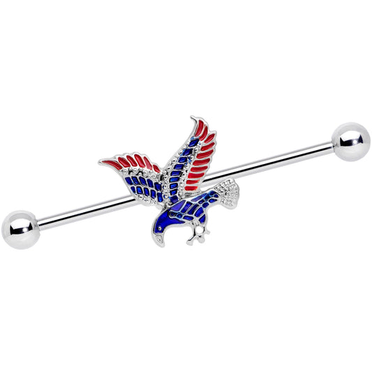 14G Red Blue Patriotic Eagle Industrial Barbell 38mm