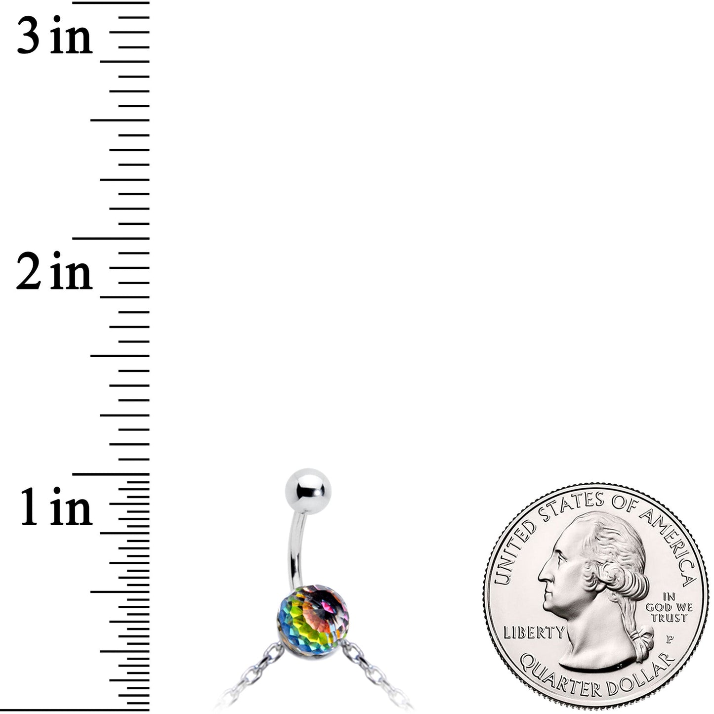 Iridescent Aurora Gem Orb Star Belly Ring Belly Chain