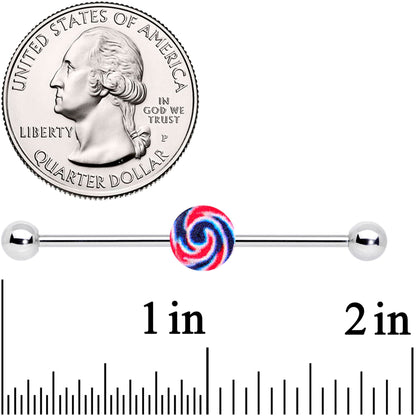 14G Red Blue Candy Swirl Industrial Barbell 38mm