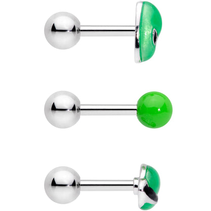 16G 1/4 Green Glow UFO Space Alien Cartilage Tragus Set of 3