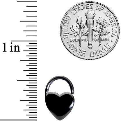 16G 5/16 Black PVD Heart Padlock Closure Ring