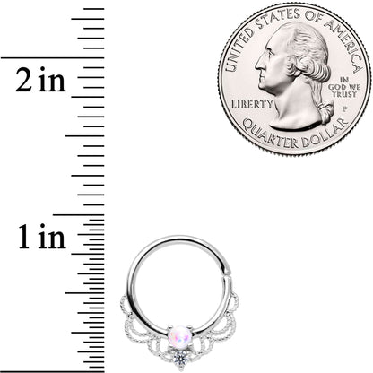 14G 9/16 White Faux Opal Fancy Nipple Ring Set
