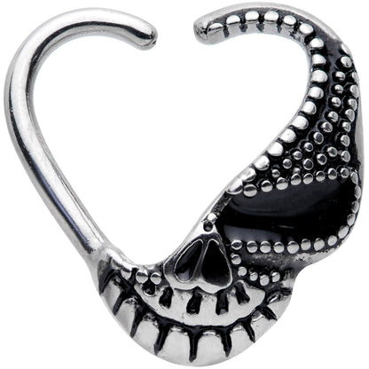 16G 3/8 Skull Face Heart Left Ear Closure Ring