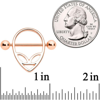 14G 9/16 Rose Gold Tone UFO Alien Nipple Shield Set