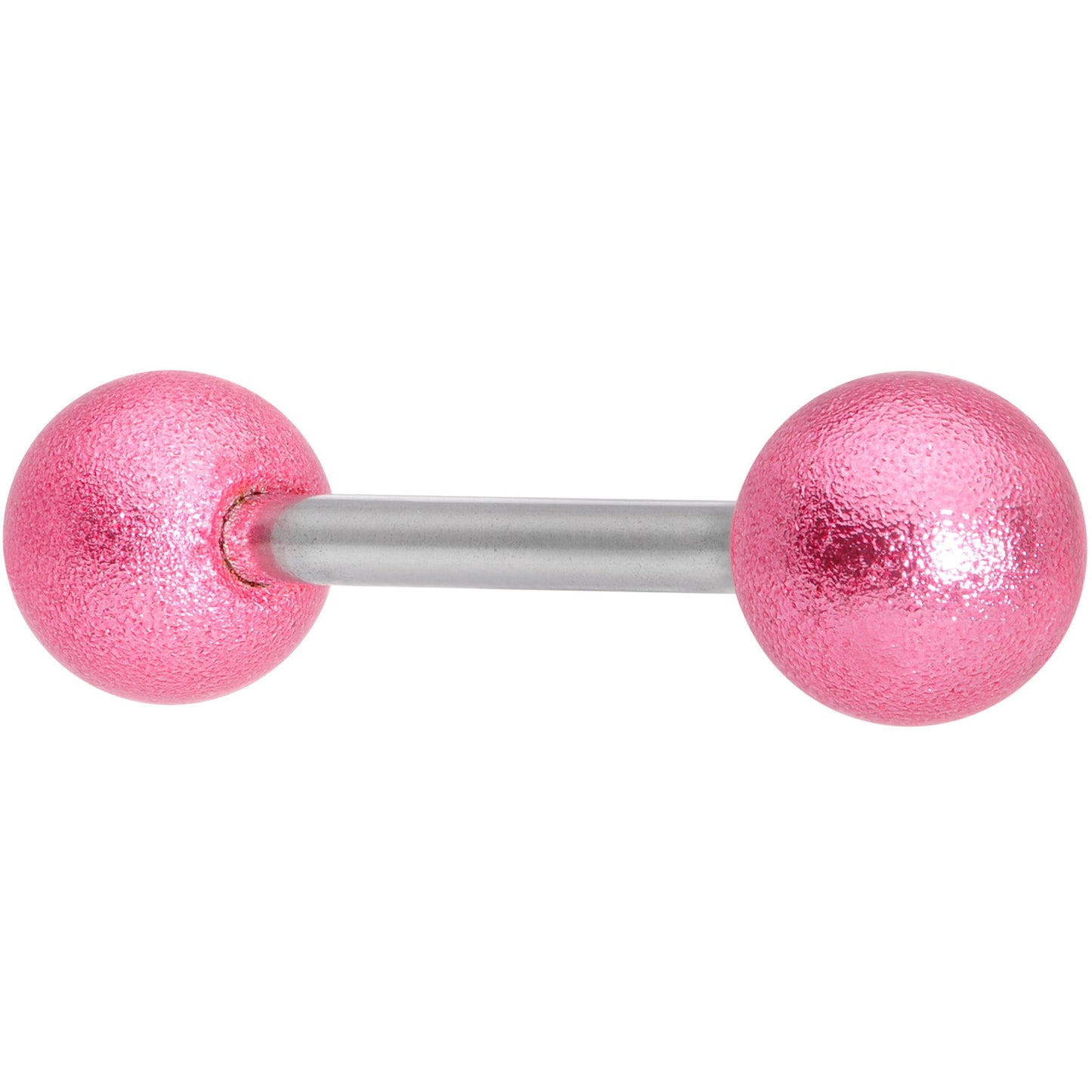 Pink Sandblasted Ball Barbell Tongue Ring