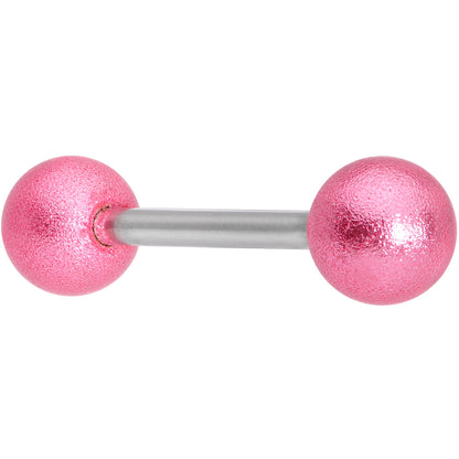 Pink Sandblasted Ball Barbell Tongue Ring