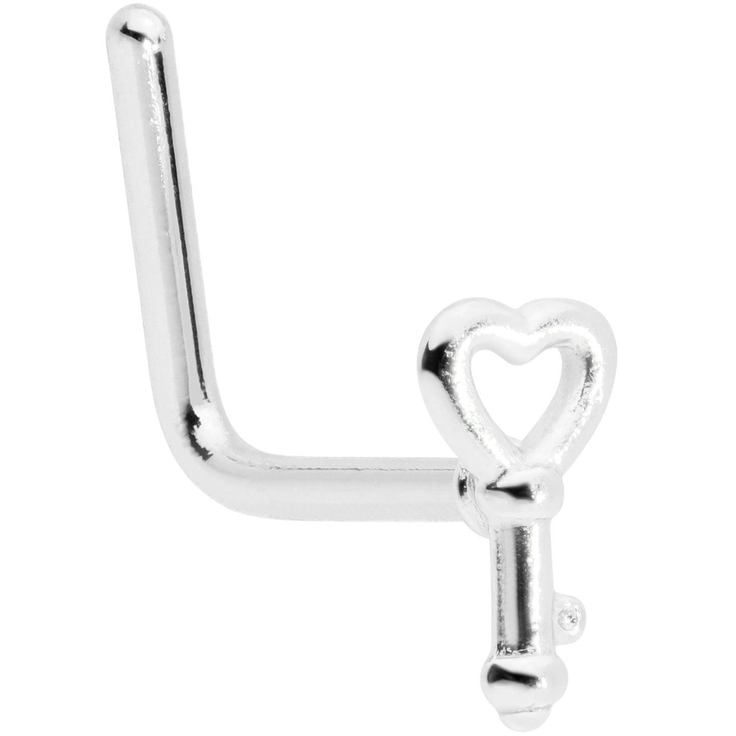22G 5/16 Key to Your Heart L Shaped Nose Ring