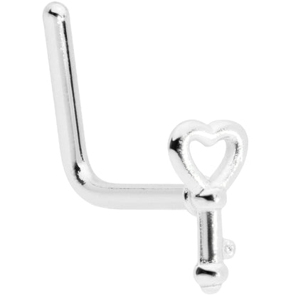 22G 5/16 Key to Your Heart L Shaped Nose Ring