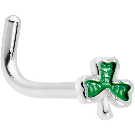 18G 5/16 St Patricks Day Shamrock L Shaped Nose Ring