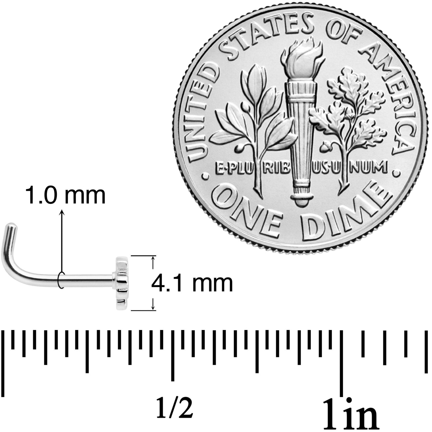 18G 5/16 St Patricks Day Shamrock L Shaped Nose Ring