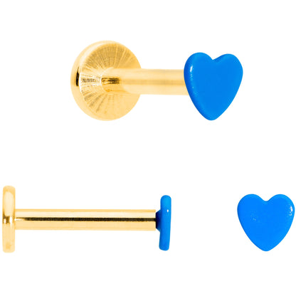 16G 5/16 Gold Tone Blue Glow Star Heart Labret Set of 3