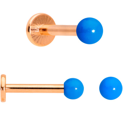 16G 5/16 Rose Gold Tone Blue Glow Star Heart Labret Set of 3