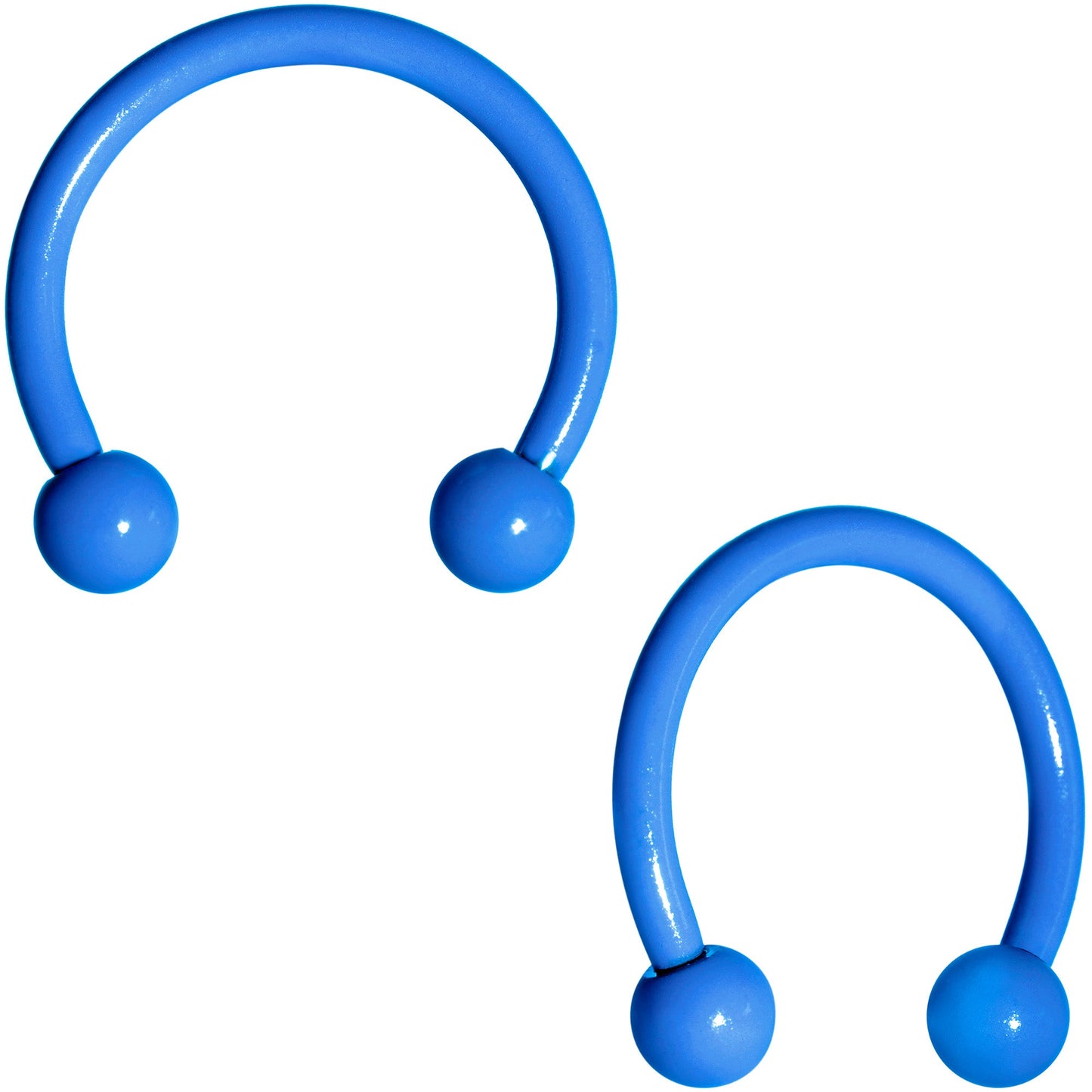 16G 3/8 Blue Glow in the Dark Horseshoe Curved Barbell Set