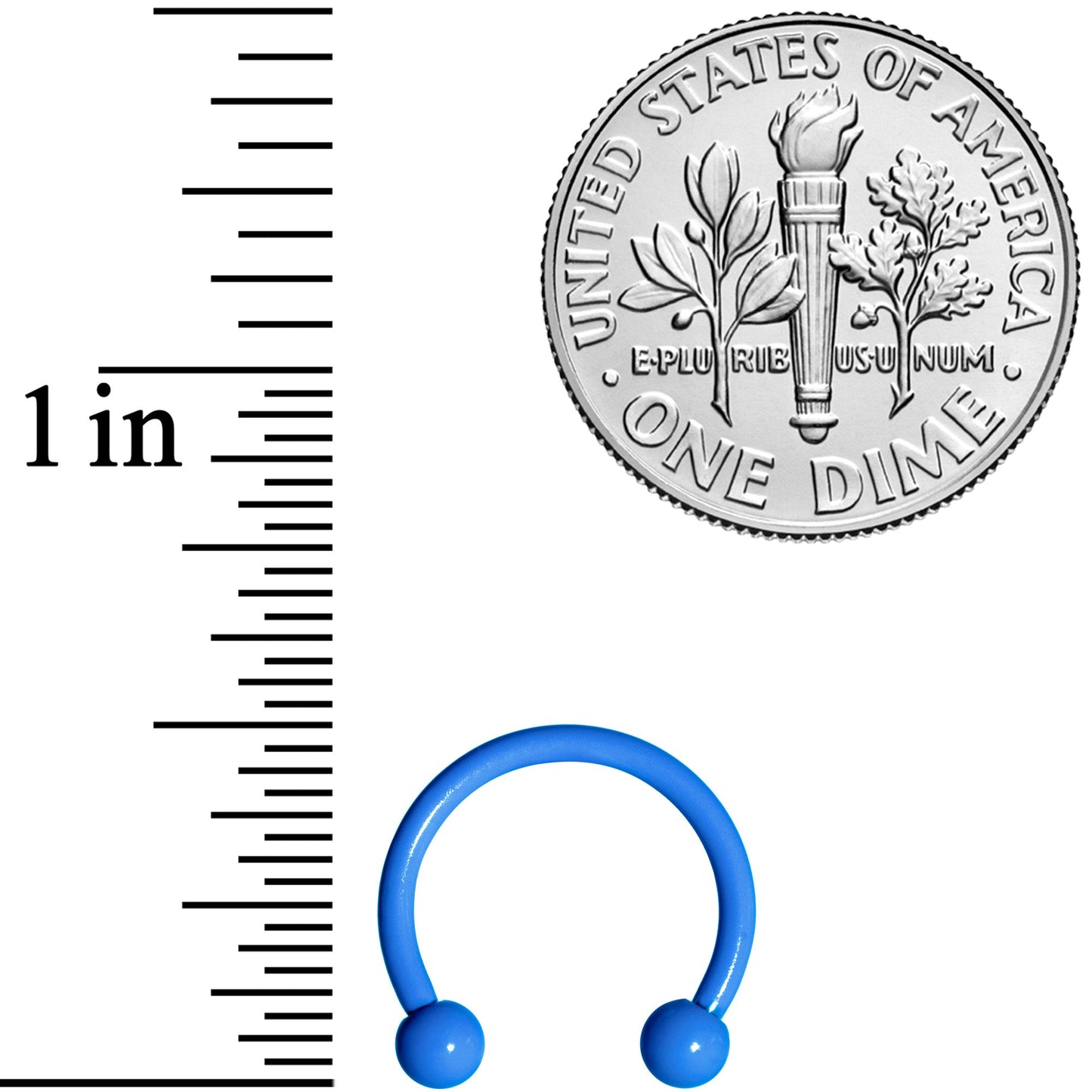 16G 3/8 Blue Glow in the Dark Horseshoe Curved Barbell Set