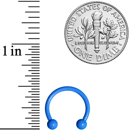 16G 3/8 Blue Glow in the Dark Horseshoe Curved Barbell Set