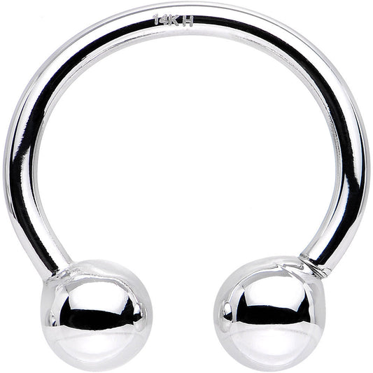 14G 1/2 Solid 14K White Gold Horseshoe Circular Barbell
