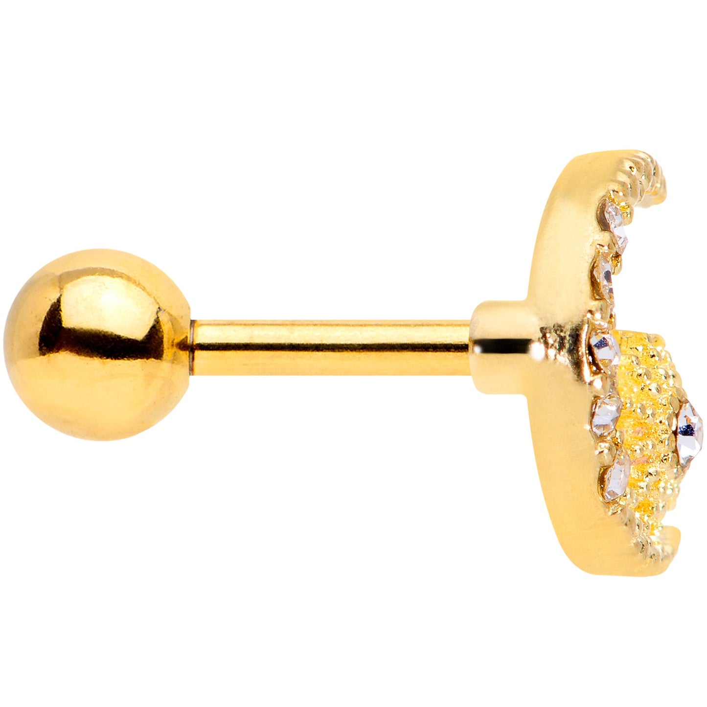 16G 5/16 Clear Gem Gold Tone Crescent Moon Star Cartilage Tragus