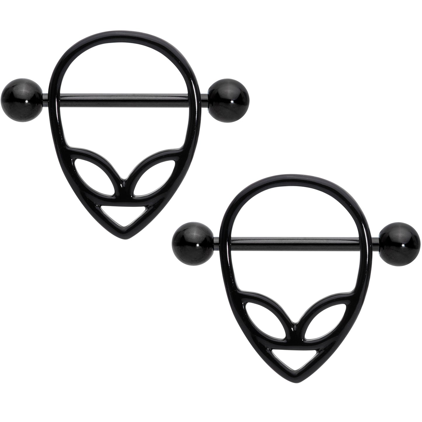 14G 3/4 Black UFO Alien Nipple Shield Set