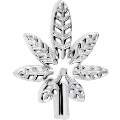 16G 1/4 Textured Marijuana Pot Leaf Cartilage Tragus Earring