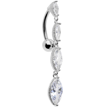 Clear CZ Gem Waterfall Dangle Top Mount Belly Ring