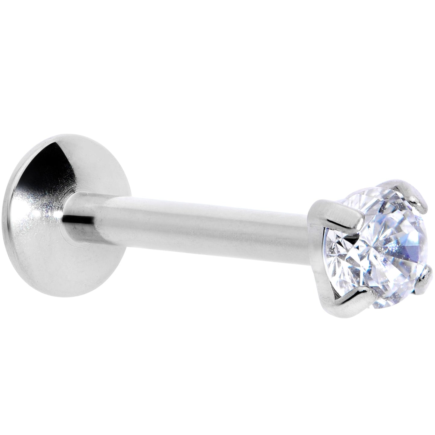 16G 3/8 3mm Clear CZ Gem G23 Titanium Internally Threaded Labret
