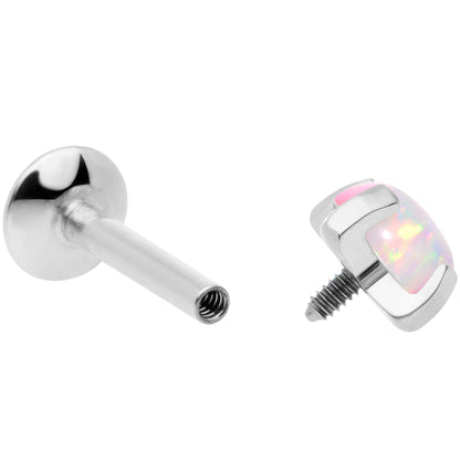16G 1/4 4mm White Syn Opal G23 Titanium Internal Thread Labret
