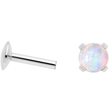 16G 1/4 4mm White Syn Opal G23 Titanium Internal Thread Labret