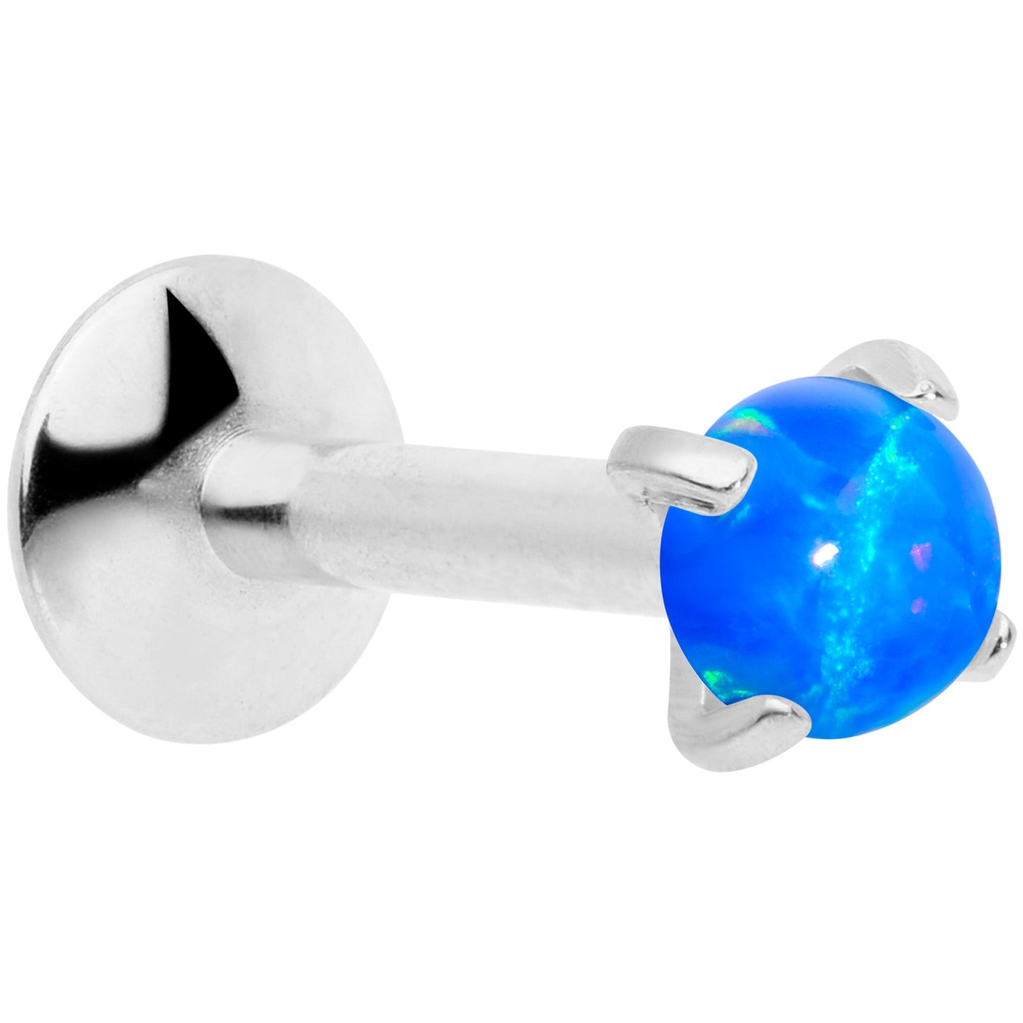 16G 5/16 3mm Blue Syn Opal G23 Titanium Internal Thread Labret