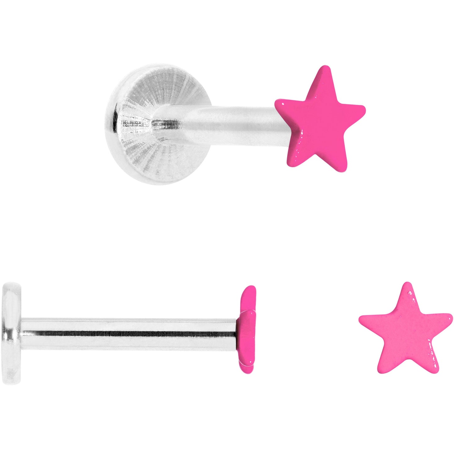 16G 5/16 Pink Glow Star Heart Labret Set of 3