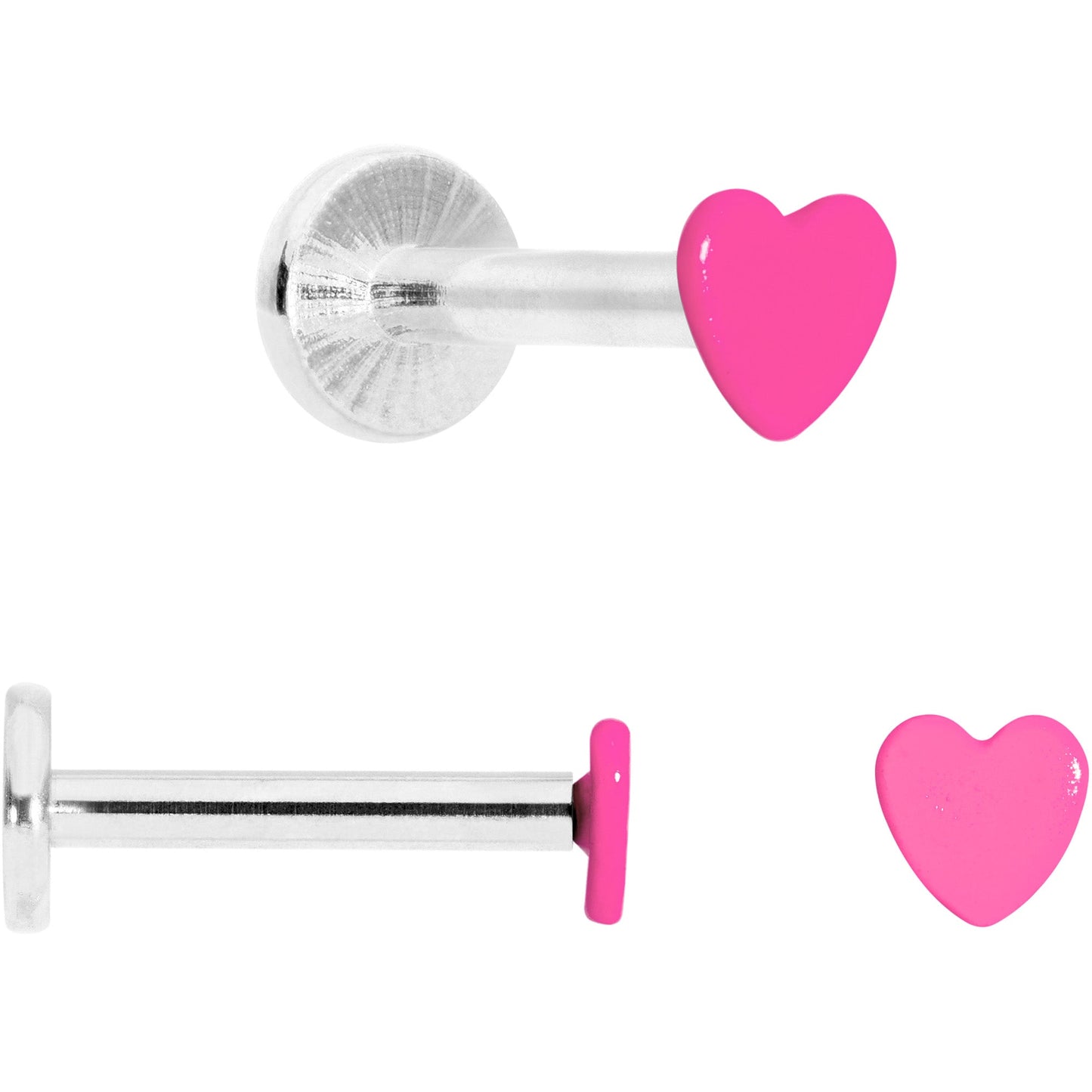 16G 5/16 Pink Glow Star Heart Labret Set of 3