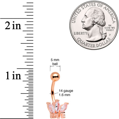 Clear Gem Rose Gold Tone Crown of Love Belly Ring
