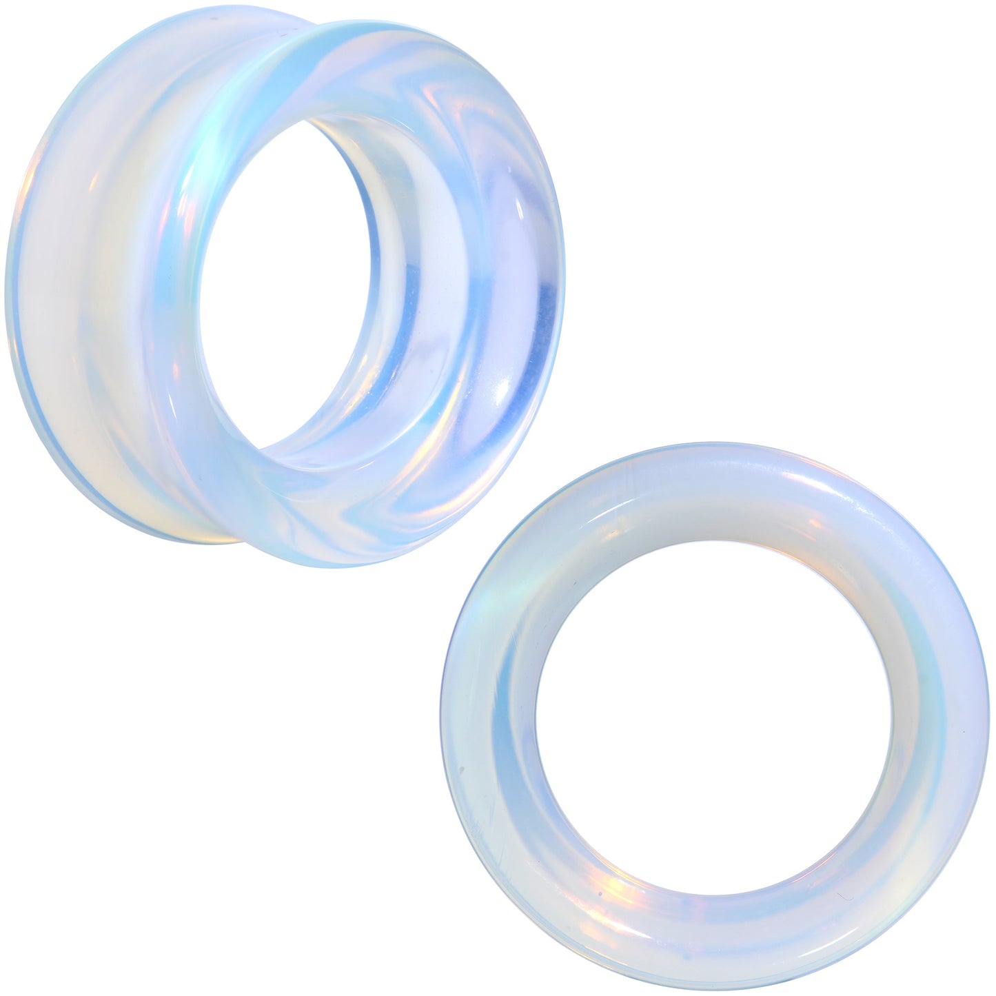Translucent White Glass Tunnel Plug Set 2G to 1 Inch