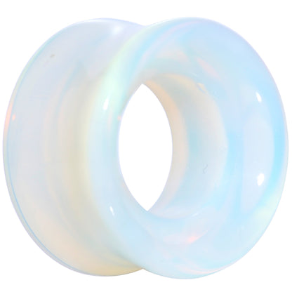 Translucent White Glass Tunnel Plug Set 2G to 1 Inch