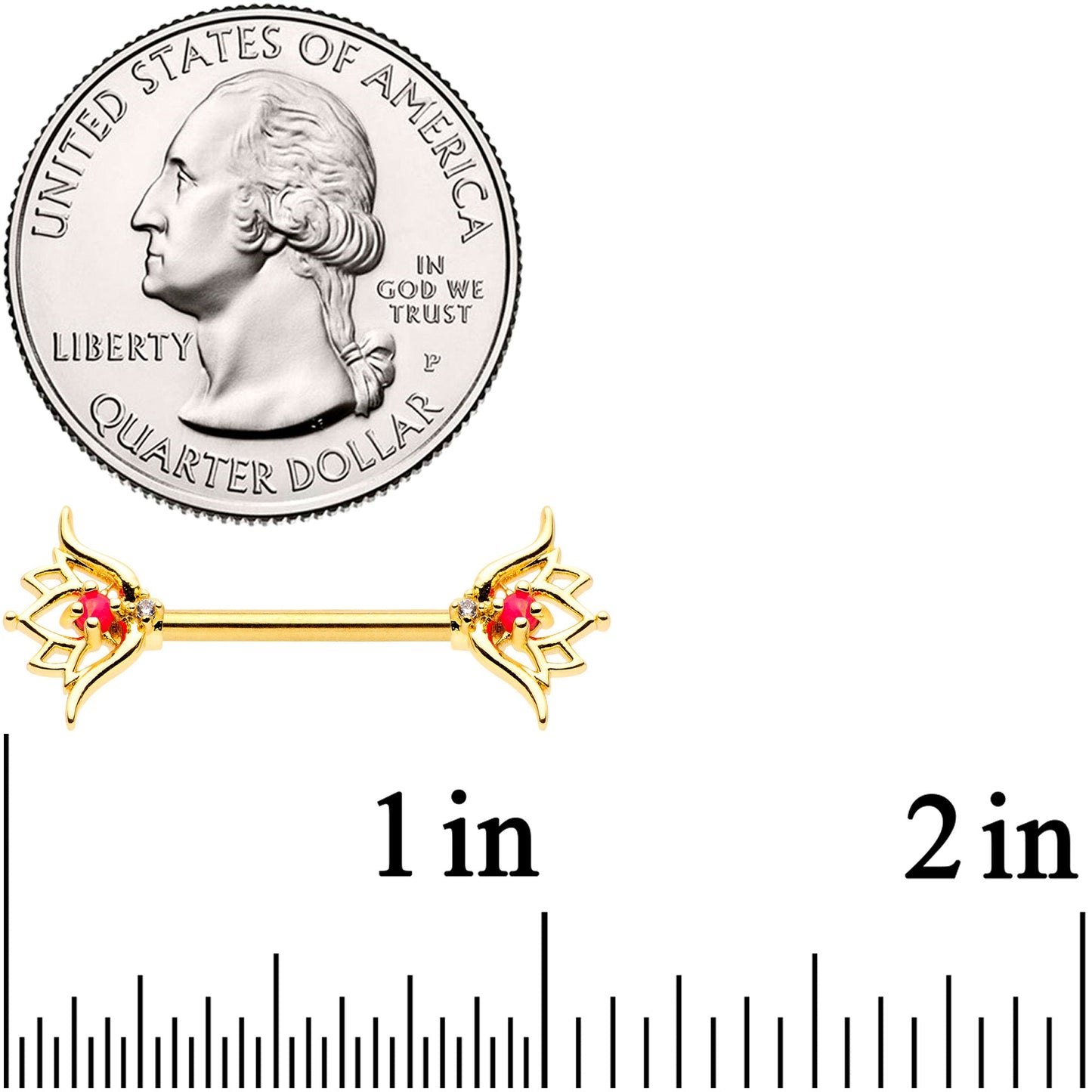 14G 9/16 Clear CZ Gem Lotus Flower Barbell Nipple Ring Set