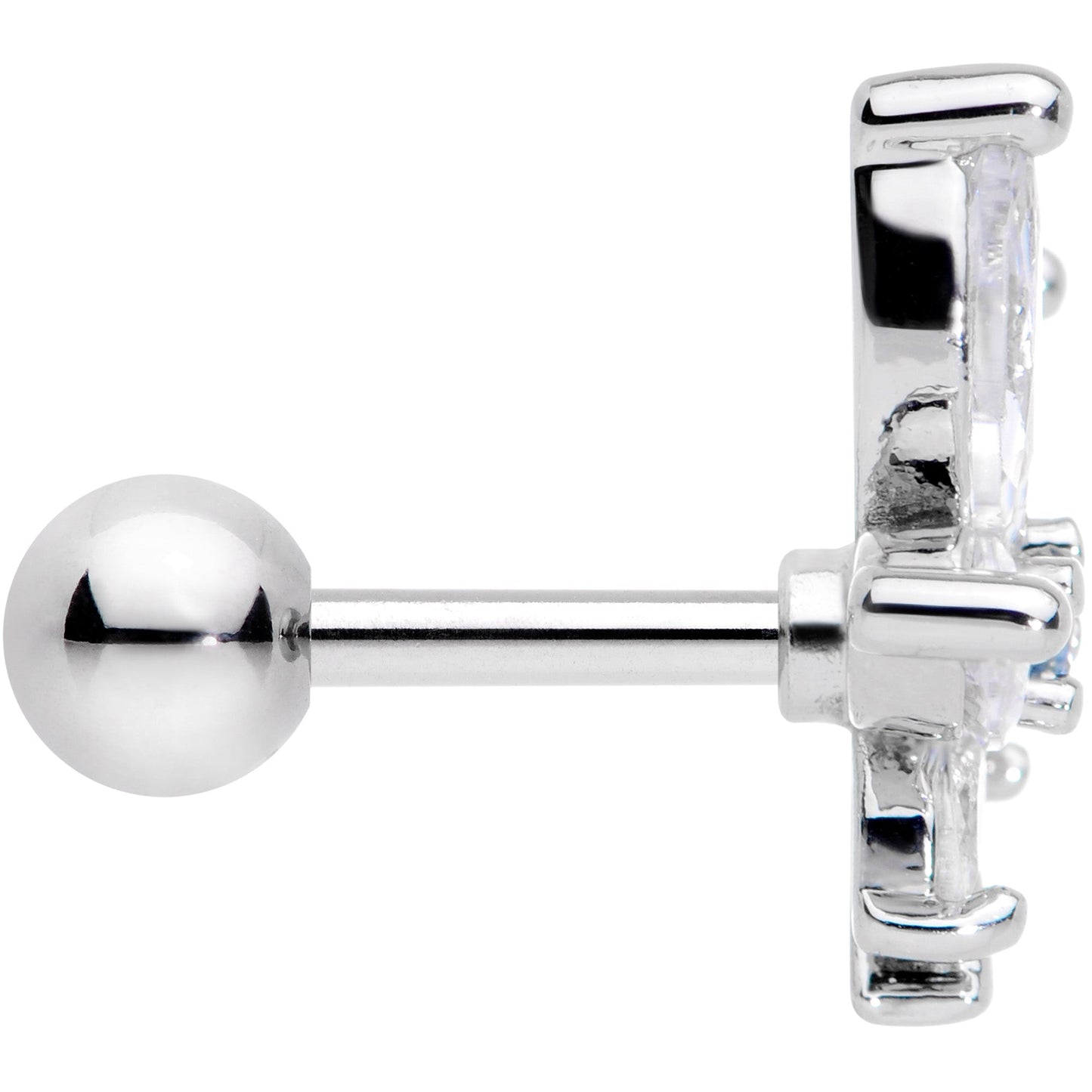 16G 1/4 Clear Blue CZ Gem Marijuana Leaf Labret Monroe Tragus