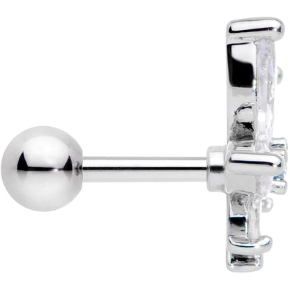 16G 1/4 Clear Blue CZ Gem Marijuana Leaf Labret Monroe Tragus