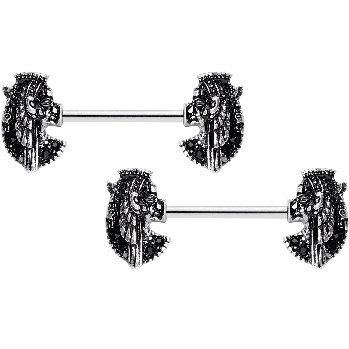 14G 9/16 Grand Ruler Anubis Egyptian Nipple Ring Set
