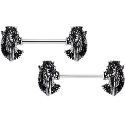 14G 9/16 Grand Ruler Anubis Egyptian Nipple Ring Set