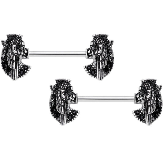14G 9/16 Grand Ruler Anubis Egyptian Nipple Ring Set