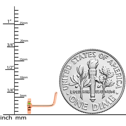 20G 5/16 Green Rose Gold Tone Lucky Leprechaun L Shaped Nose Ring