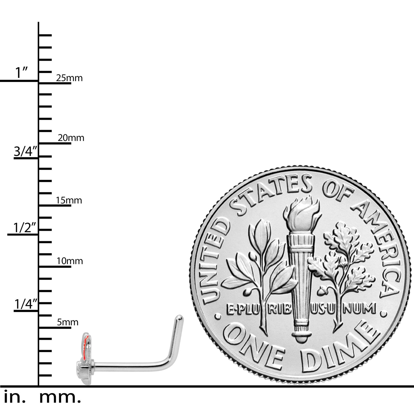 20G 5/16 Pink Ears Nerdy Easter Bunny L Shaped Nose Ring