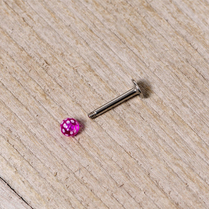 16G 1/4 Purple Polka Dot UV Reactive Acrylic Ball Labret Tragus
