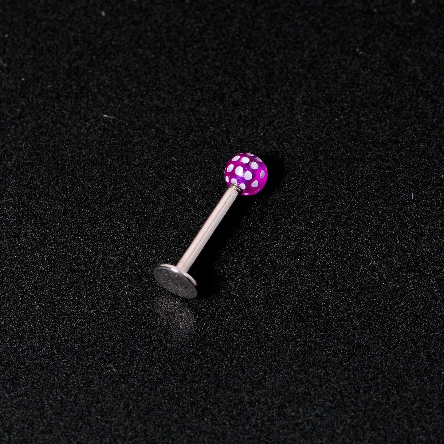 16G 1/4 Purple Polka Dot UV Reactive Acrylic Ball Labret Tragus