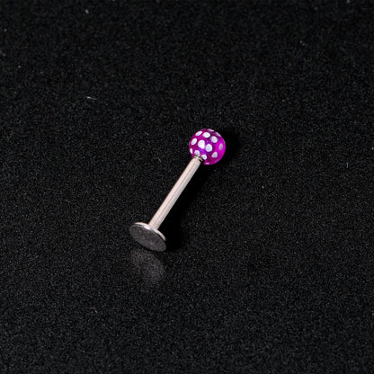 16G 1/4 Purple Polka Dot UV Reactive Acrylic Ball Labret Tragus