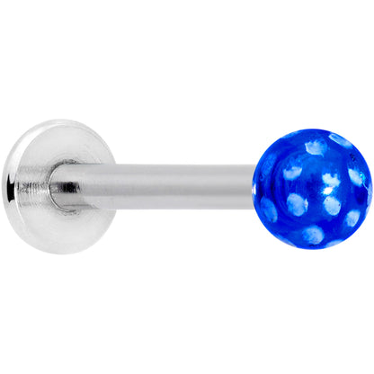16G 1/4 Blue Polka Dot UV Reactive Acrylic Ball Labret Tragus
