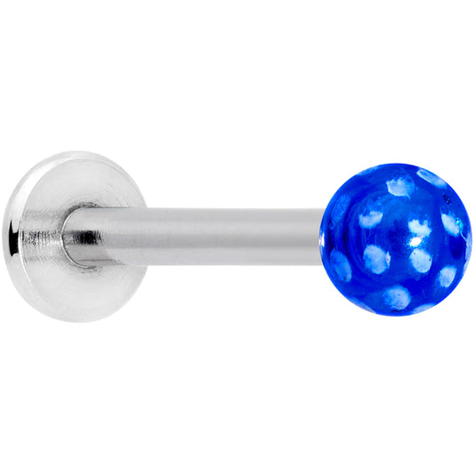 16G 1/4 Blue Polka Dot UV Reactive Acrylic Ball Labret Tragus