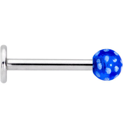 16G 1/4 Blue Polka Dot UV Reactive Acrylic Ball Labret Tragus