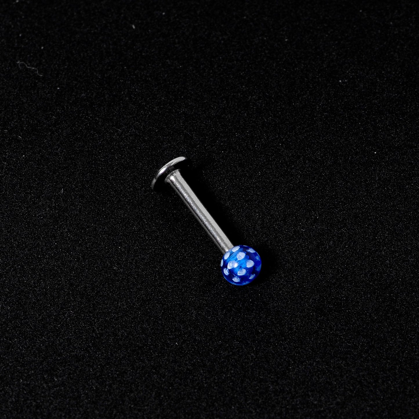 16G 1/4 Blue Polka Dot UV Reactive Acrylic Ball Labret Tragus