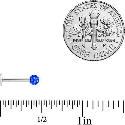 16G 1/4 Blue Polka Dot UV Reactive Acrylic Ball Labret Tragus