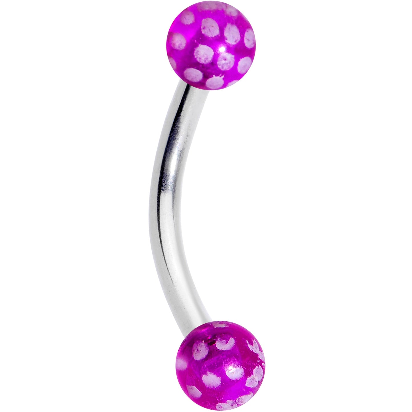 16G 5/16 Purple Polka Dot UV Reactive Acrylic Ball Curved Barbell